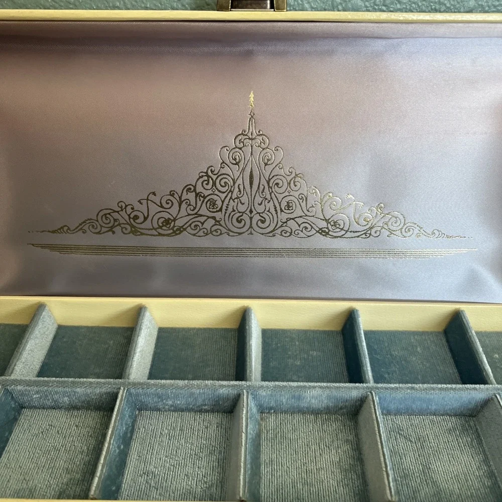 Vtg  Large Lady Buxton Jewelry Box Multi Drawers‎ Mid Century Modern Blue Velvet